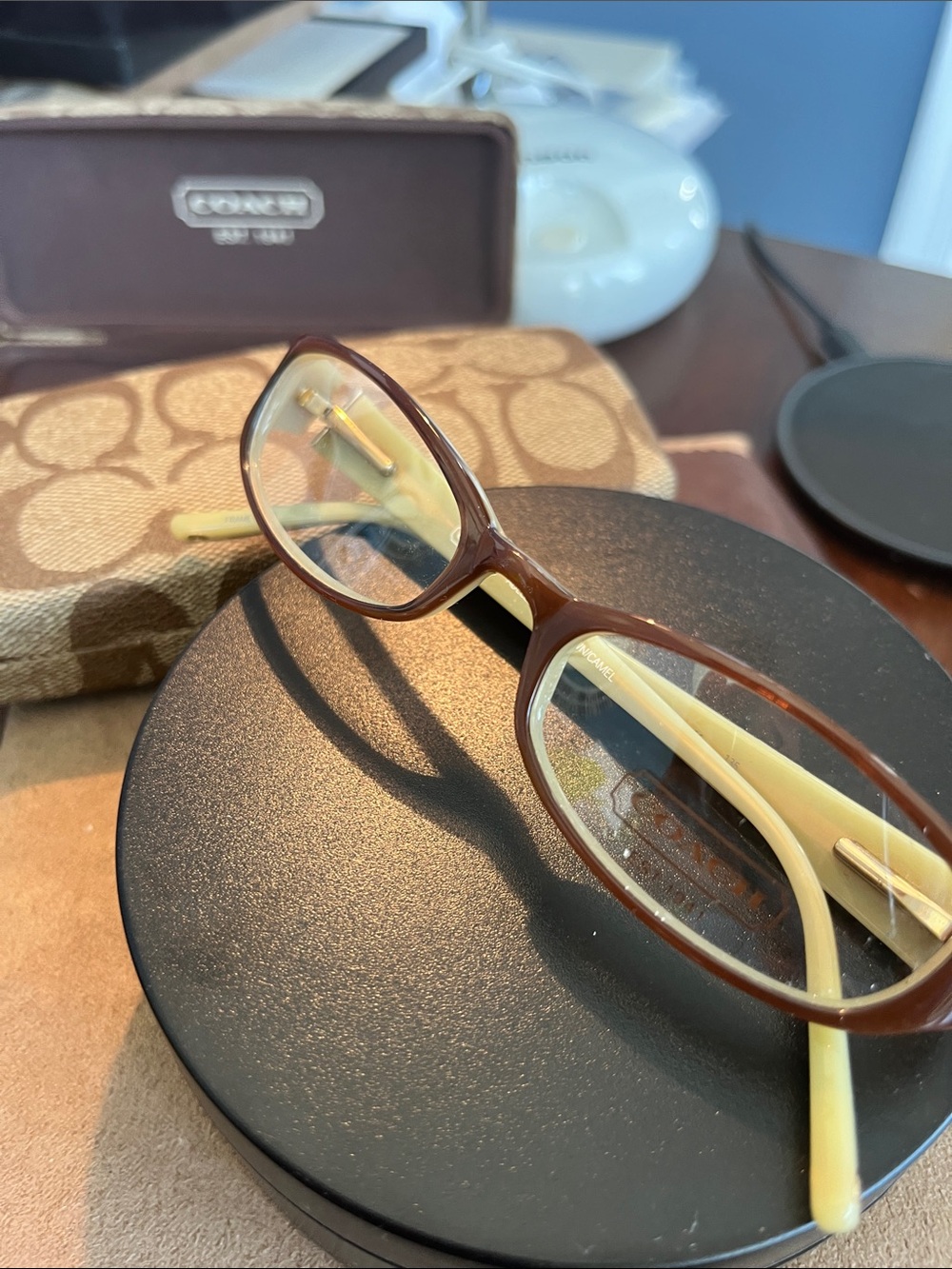Coach Adelle 534 Women's Brown Frames with Coach logo w Cream inside “New”